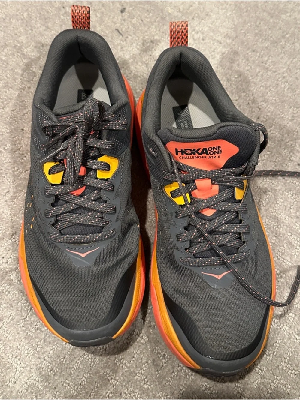 Hoka Challenger ATR 6 Grey with Orange and Yellow Accents